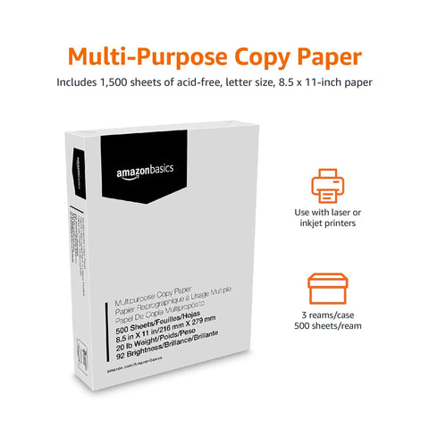 Top Shelf Multipurpose Copy Printer Paper 20 Lb Letter Size 8.5 X 11 Works Like A Charm With Laser And Inkjet Machines 3 Reams 1500 Sheets Quick Dry No Jam Headaches