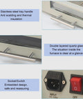 Stainless steel handle, quartz glass, and switch details of 800W Reflow Oven And T962 Reflow Soldering Station