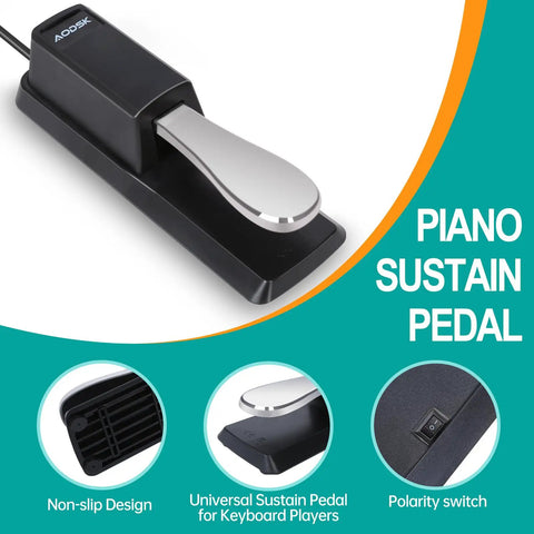 Universal Sustain Pedal For Digital Pianos, Electronic Keyboards, MIDI Keyboards, And Synthesizers With Polarity Switch