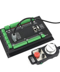 Beefy 5 Axis CNC Controller System Offline Standalone DDCS Expert V2.1 with MPG Handwheel in black, showing connection ports.