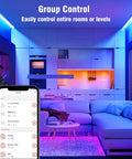 Smart Zigbee Multicolor LED Light Strip 2M Kit With RGBW illuminating living room with Alexa and Google Assistant control app