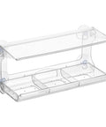 Clear Window Bird Feeder With Suction Cup Hanger, Three Section Tray And Roof Cover, Weatherproof Acrylic Plastic Bird Feeder