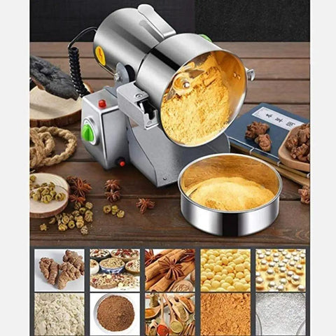 Electric Grain Mill Grinder Stainless Steel For Grains Spices Cereals Coffee Beans And Dry Foods Heavy Duty High Speed All Copper Motor Safe