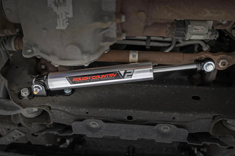 V2 Steering Stabilizer For 2016 To 2024 Chevy And GMC 2500 And 3500 HD Trucks installed under vehicle chassis