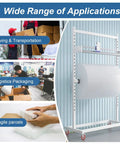 Heavy Duty Bubble Wrap Dispenser With Cutter And Adjustable Wide Roll Stand used in logistics packing with mobile base and cutter.