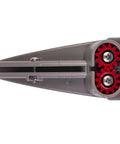 Level Up Your Setup With This Heavy Duty Taurus 3 Ring Saw Stabilizer, grey aluminum with red gears for improved grip and stability.