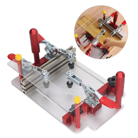 Pro Grade Woodworking Coping Sled With Adjustable 0 To 48mm Fixture And Clamp, 144.5mm Clamping Width, clear acrylic dust board