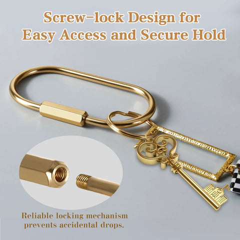 Solid Brass Key Rings Bulk Gold Tone Key Chain Organizer With Secure Screw Locking For Men And Women, Cute Purse Charms