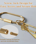 Slick Gold Brass Key Ring Organizer Set 8 Pack with screw-lock and decorative charms for secure everyday carry