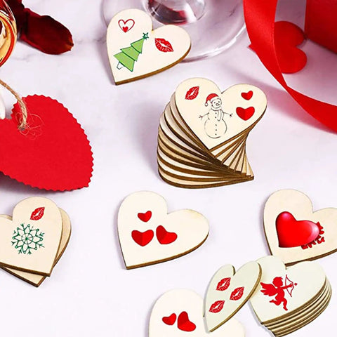 Two Inch Wooden Hearts Craft Kit 100 Pcs Blank Wood Hearts For DIY Wedding Decor and Party Embellishments