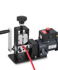 Heavy Duty Electric Wire Stripper Machine Featuring Multiple Operation Modes For Rapid Automated Cable Peeling with red wire in view.