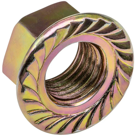 Kickass Serrated Exhaust Spin Lock Nuts M10-1.25 Flange OD 19mm Hex 14mm Compatible With Honda Accord Civic CRV Pilot Heavy Duty Metal Hardware Repair.