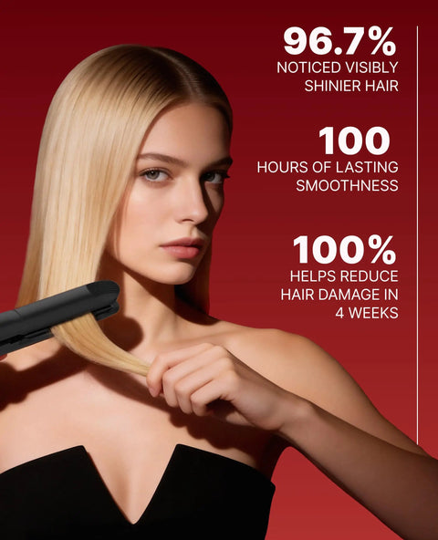 Volumizing 1 Inch Ceramic Flat Iron With VitaC Infused Plates And Curved Plates For Root Volume And Curl, styling blonde hair