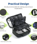 Open insulin travel case with four 160 gram ice packs for extended cooling, TSA approved diabetic cooler bag details