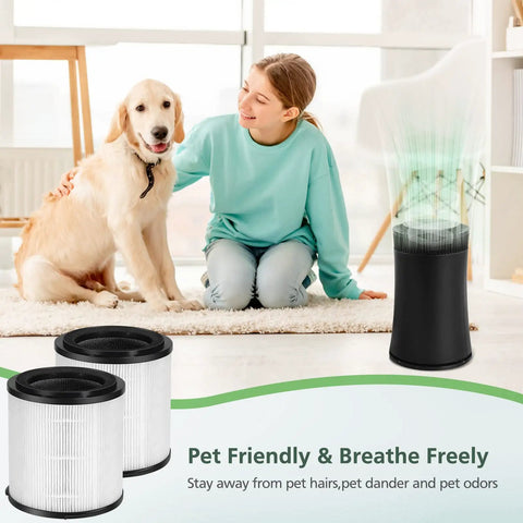 True HEPA Replacement Filter for Large Room Air Purifier with Activated Carbon Fits 5 Speed SilverOnyx KJ150F C02 shown with pet