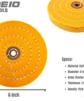 Grind Ready Buffing Wheels For Bench Grinders Set Of Two Six Inch Pads Half Inch Center Hole Yellow Firm for metal finishing.