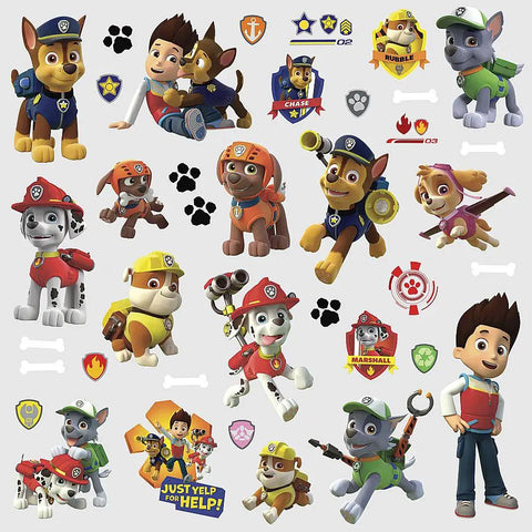 Paw Patrol Peel And Stick Wall Decals 37 Piece Set For Kids Rooms 10 Inch By 18 Inch Removable characters and icons