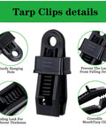 Heavy Duty Tarp Clips With Lock Grip 30 Pack, showing sturdy hanging hole, sliding lock, and crocodile mouth clamp design