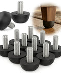 12 Pack M8 Adjustable Furniture Feet In 304 Stainless Steel Leveling Screws 8mm By 1.25 Thread with non-slip base