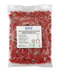 1000 Piece Wire Ferrules Pack, AWG 18 Insulated Copper Crimp Connectors and Red Terminal Pins, 1.0mm2, in plastic bag