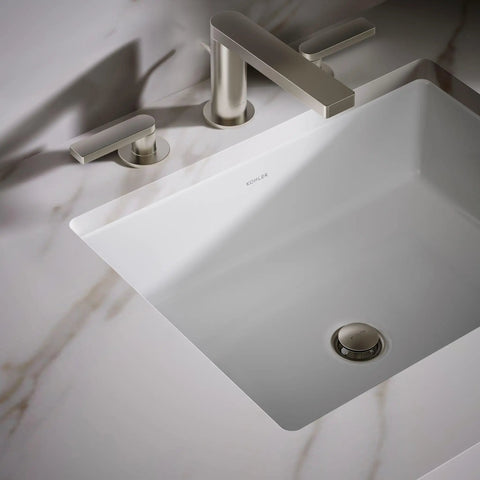 Top Shelf Rectangular Undermount Bathroom Sink In Crisp White Vitreous China With Sleek Geometric Lines And Zero Hassle Wall Counter Installation For That Fresh Modern Look