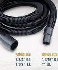 10 Ft Dust Collection Hose Kit With 5 Fittings For Woodworking Tools And Shop Vacuums Fits 1 In And 1-1/2 In OD Ports Image