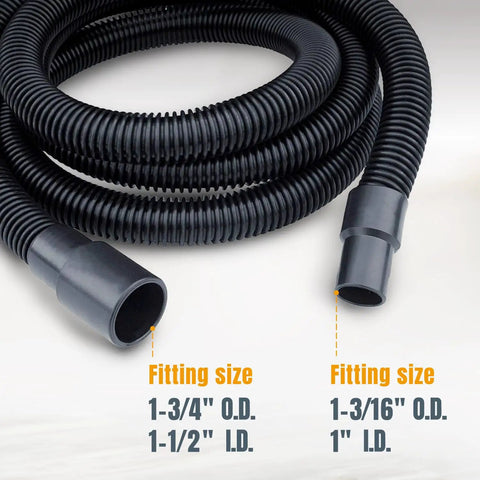 10 Ft Dust Collection Hose Kit With 5 Fittings For Woodworking Tools And Shop Vacuums Fits 1 In And 1-1/2 In OD Ports Image