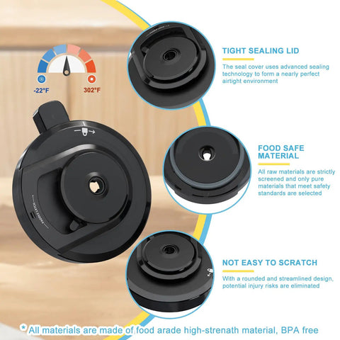 Outer Bowl Lid With Paddle Replacement For Ninja Ice Cream Maker Creami, black food-safe lid, angled view