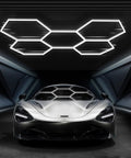Hexagon LED Garage Light Hella Bright 168W 6500K 18480 Lumens Five Grid Panel for garage illumination above car
