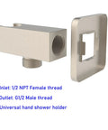 All Brass Wall Supply Elbow With Flange No Fuss One Piece Design Half Inch NPT Female Inlet G Half Inch Outlet Brushed Nickel