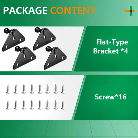 4 Pack Universal 10mm Ball Stud Gas Struts Mounting Brackets for Gas Springs and Lift Supports L Type Brackets With Screws Included