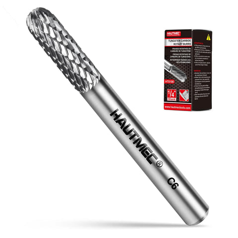 YG6 Tungsten Carbide Rotary Burr Bit With One Quarter Inch Shank Double Cut Die Grinder Bit Low Vibration Precision Rotary File For Metal