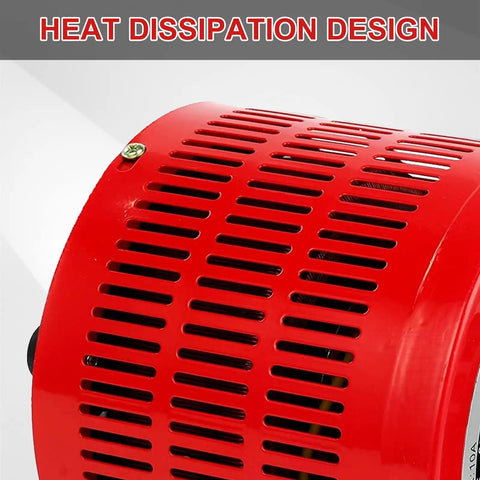 Close-up of red heat dissipation design on Auto Voltage Transformer 110V Input to 0 to 130V AC Variable Voltage Converter 500W.