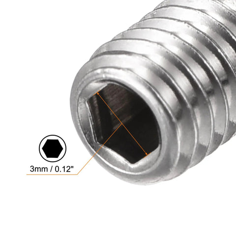 Close-up of Badass Heavy Duty M6 X 25Mm Ball Point Set Screw with 3mm hex socket for precise application.