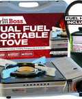 Dual Fuel Camp Stove With 12,000 BTU For Camping And Emergencies, Portable Butane And Propane Burner With case and fuel hose