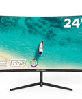 24 Inch Curved Gaming Monitor With 120Hz 1ms Response For Slick Gameplay And Crisp Home Office And Casual Gaming Setup, FHD 1080P