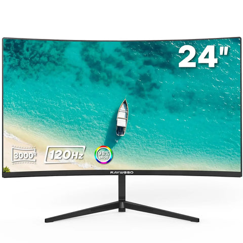 24 Inch Curved Gaming Monitor With 120Hz 1ms Response For Slick Gameplay And Crisp Home Office And Casual Gaming Setup, FHD 1080P