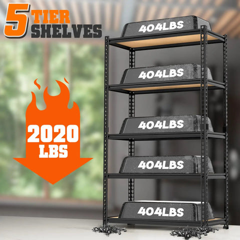 Rock Solid 5 Tier Metal Storage Shelving Rack With Boss Level Weight Support And Easy Adjustable Shelves Perfect For Garage Kitchen Or Laundry Rooms Making Organization A Breeze
