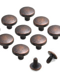 30 Set Antique Copper Chicago Screws And Leather Rivets Metal Studs For Shoes Belts Bags Purses with round heads and various angles.