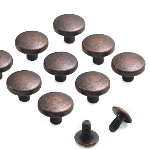 30 Set Antique Copper Chicago Screws And Leather Rivets Metal Studs For Shoes Belts Bags Purses with round heads and various angles.