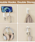 Heavy Duty Adhesive Wall Coat Hooks Four Pack With Double Hooks Stick On Door Hanger Metal Hooks for organizing phones, keys, and more.