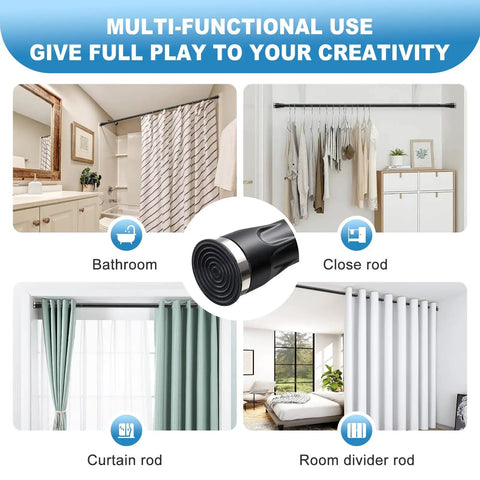 Heavy Duty Adjustable Tension Curtain Rod 42 To 115 Inches Black Shower Rod for Bathroom, Closet, and Window Install