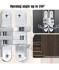 Stainless Steel Hidden Cross Hinge Set For Invisible Doors Folding Doors And Tables Heavy Duty Rust Resistant 180 Degree