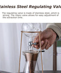 Kickback Cold Brew Dripper Coffee Tower Featuring Adjustable Stainless Steel Drip Valve for precise brewing adjustments.