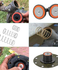 Pro Grade All In One Backflow Preventer Repair Kit For 975XL And 975XL2 with poppets, springs, and seats in various views