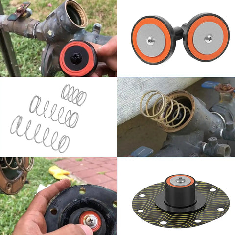 Pro Grade All In One Backflow Preventer Repair Kit For 975XL And 975XL2 with poppets, springs, and seats in various views