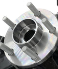 Close-up of beefed-up front left steering knuckle and hub bearing assembly for 2013-2019 Escape driver side replacement
