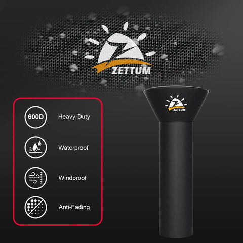 Waterproof Heavy Duty 600D Patio Heater Cover With Zipper Weatherproof Shield Fits 50,000 BTU Heaters From East Oak Hampton Bay Fire Sense And More 89 Inch Tall Dome Style Base Cover, highlighting features such as heavy-duty, waterproof, windproof, and anti-fading qualities.
