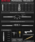 52 Piece Large Metric Tap And Die Set M6 To M24 Coarse And Fine Threads Built Tough Heavy Duty GCr15 Steel Thread Repair And Rethread Kit in case layout