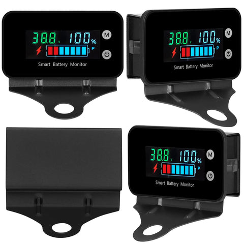 Waterproof Battery Monitor With Bracket For 7 To 100V Systems Digital Display Of Remaining Capacity, Voltage, Temperature, Buzzer Alarm